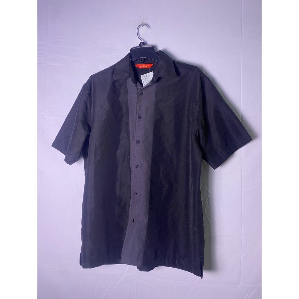 Solero Black Short Sleeve Button Up Shirt Men's Size Large/XL Formal Career